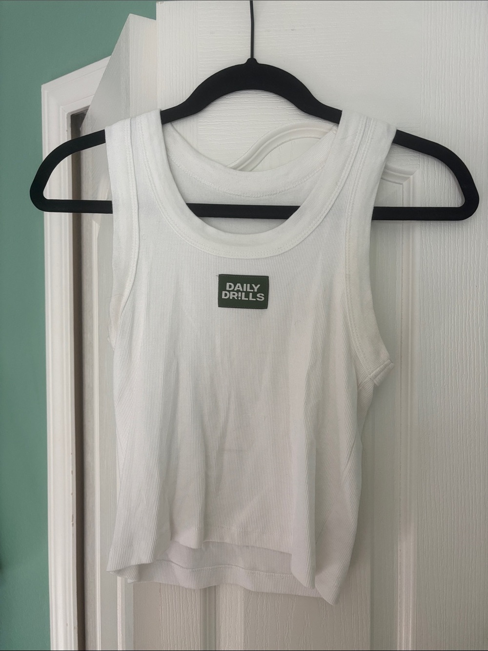 Daily Drills White Ribbed Logo Tank Top